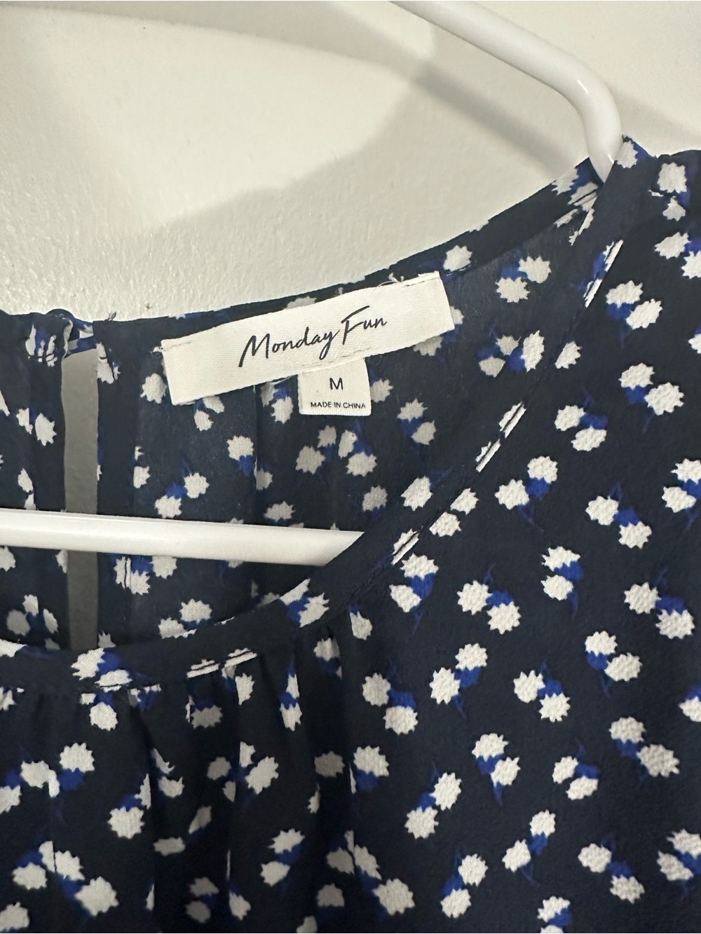 Women's Navy floral Blouse - Picture 2 of 3